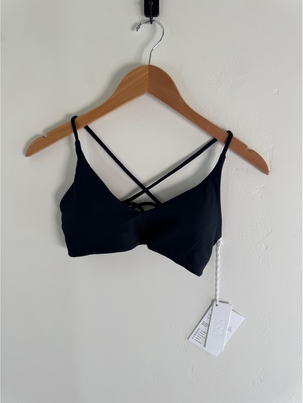 CSB Form Hailey Crop Black Size Small Strappy Sports Bra NWT